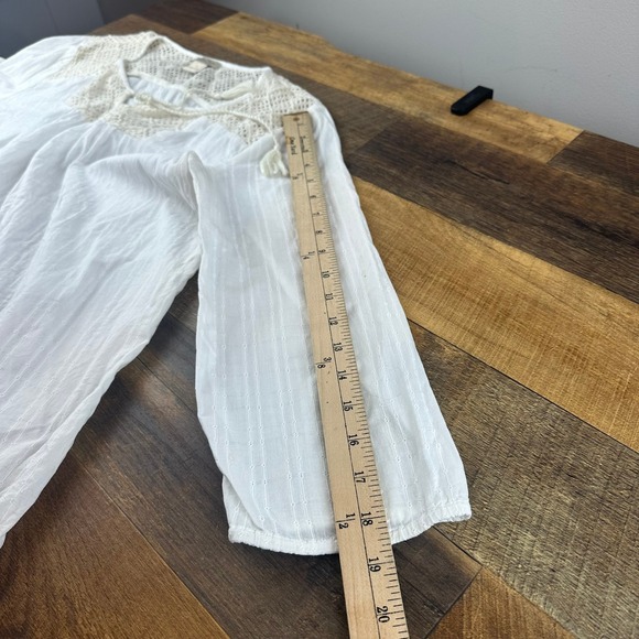 Lucky Brand White Crochet Top Long Sleeve Blouse‎ Women's Size L - Picture 6 of 8